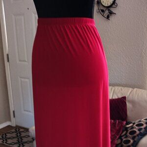 Antthony red pull-on midi skirt